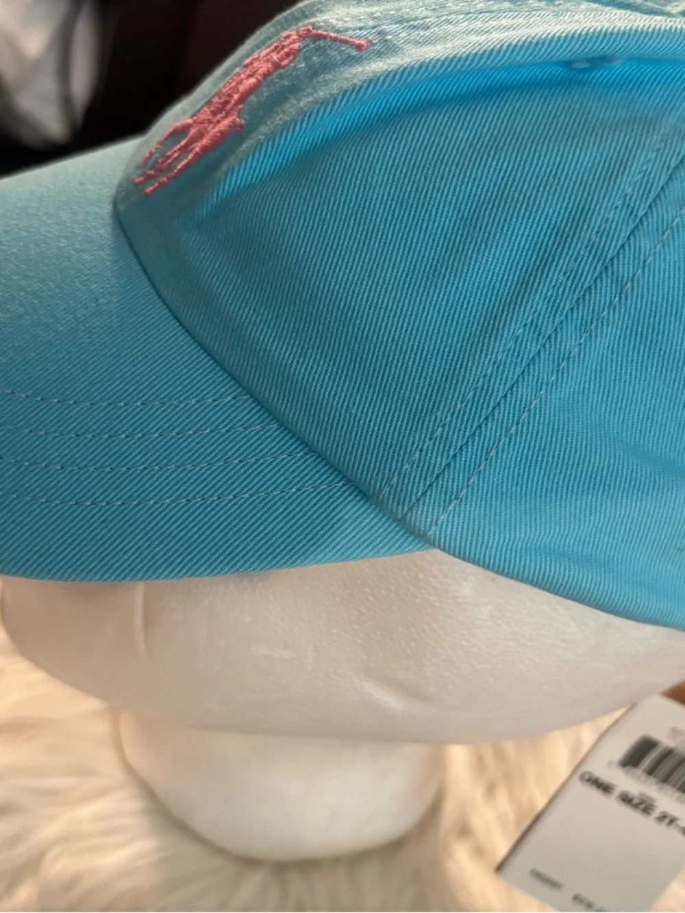 Ralph Lauren Light Blue Cap with Pink Polo Logo